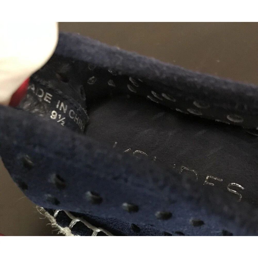 J/Slides Rileyy Navy Blue‎ Perforated Suede Espadrille Laced Sneakers Women 9.5